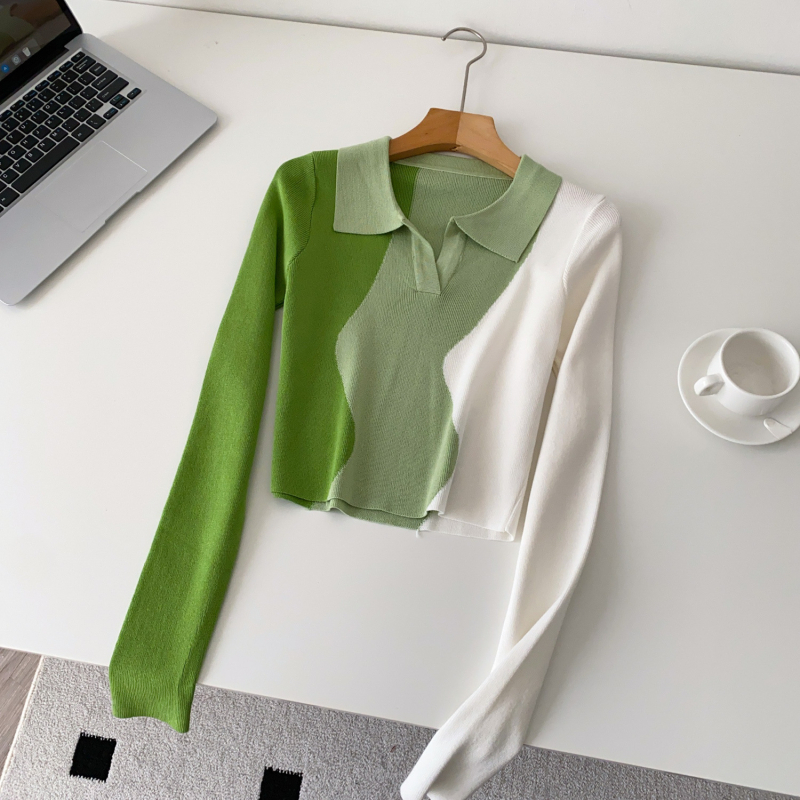 Pleteni top s polo ovratnikom i dugim rukavima, tanak materijal Ice Silk core vlakna, jedinstven uzorak, standardni kroj, standardna duljina, japansko-korejski casual stil, jesen 2025