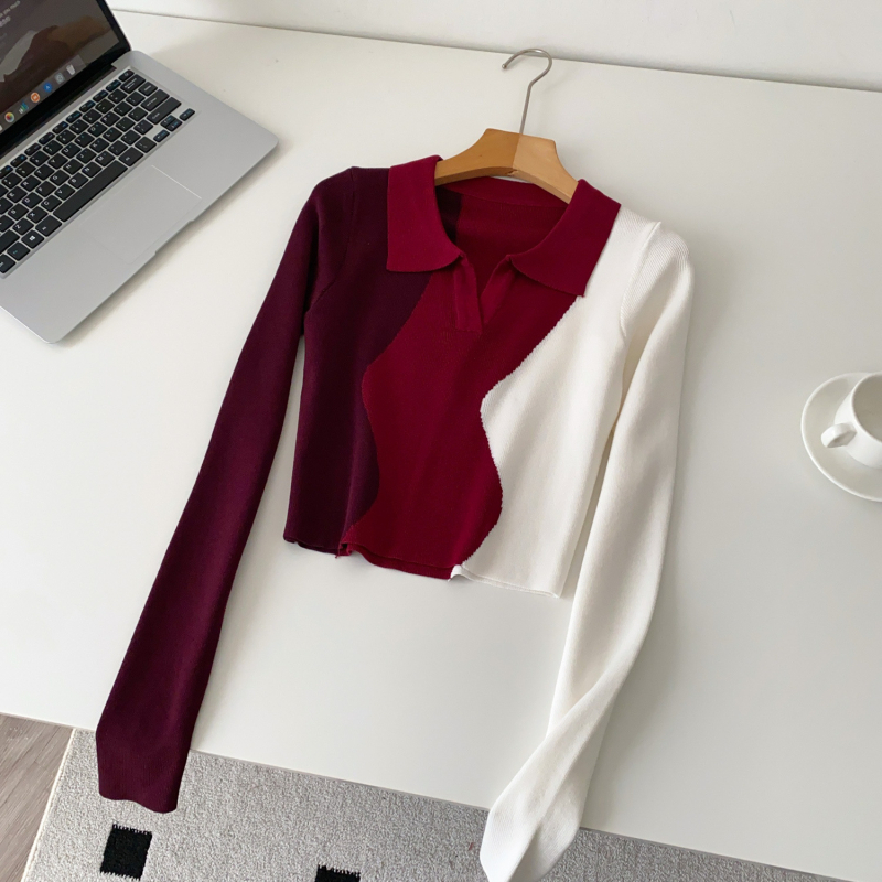 Pleteni top s polo ovratnikom i dugim rukavima, tanak materijal Ice Silk core vlakna, jedinstven uzorak, standardni kroj, standardna duljina, japansko-korejski casual stil, jesen 2025