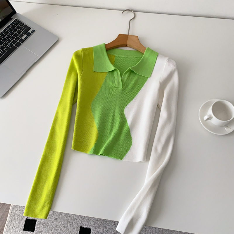 Pleteni top s polo ovratnikom i dugim rukavima, tanak materijal Ice Silk core vlakna, jedinstven uzorak, standardni kroj, standardna duljina, japansko-korejski casual stil, jesen 2025