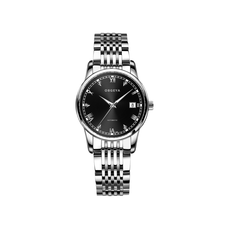 Ženski modni sat Opel Gea s dijamantnim ukrasom, kalendar, nehrđajuća čelična narukvica, vodootporan do 30 m, automatski mehanički pogon