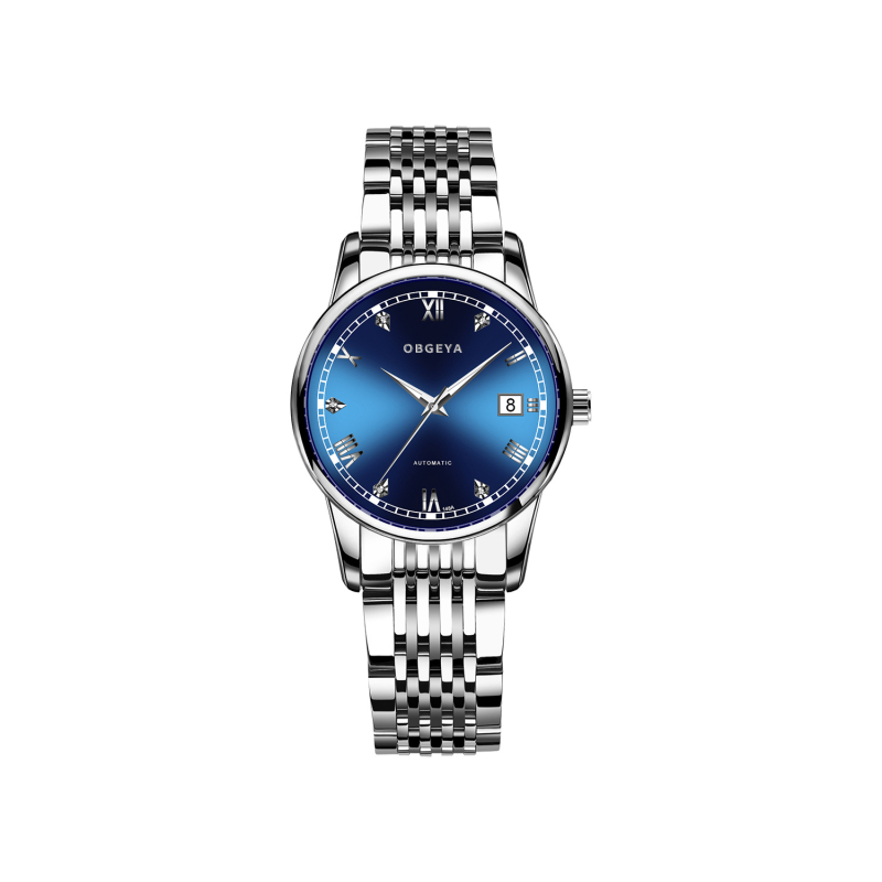 Ženski modni sat Opel Gea s dijamantnim ukrasom, kalendar, nehrđajuća čelična narukvica, vodootporan do 30 m, automatski mehanički pogon