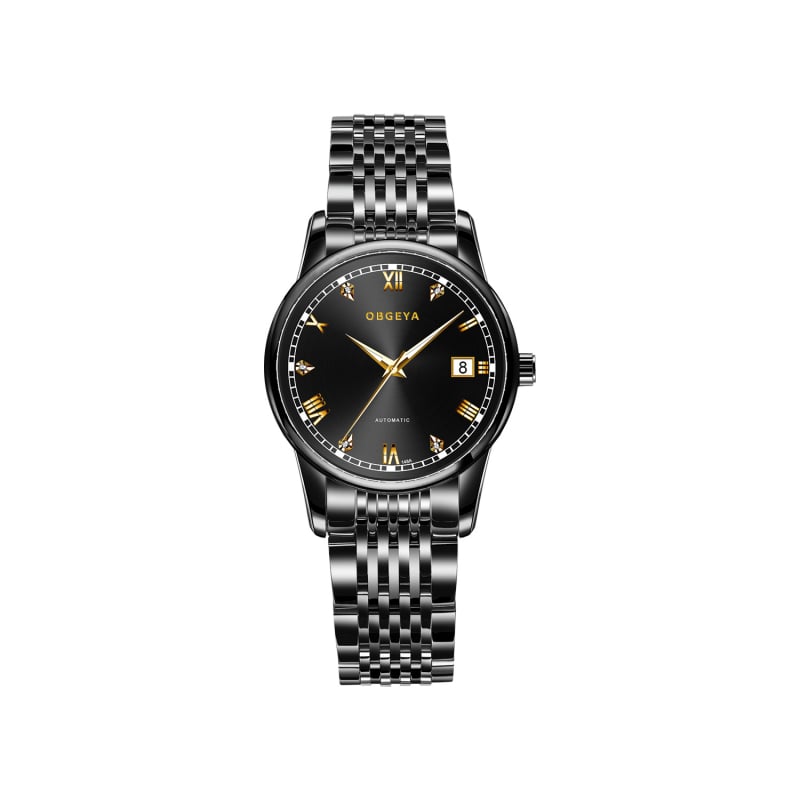 Ženski modni sat Opel Gea s dijamantnim ukrasom, kalendar, nehrđajuća čelična narukvica, vodootporan do 30 m, automatski mehanički pogon