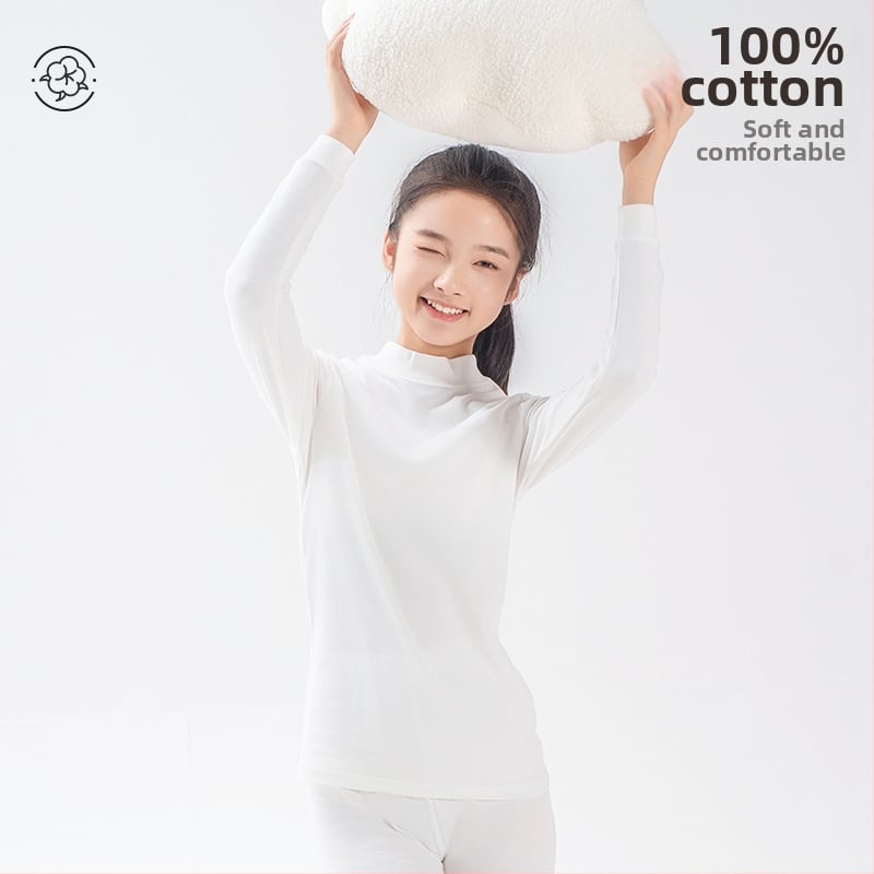 Djevojački dječji termalni komplet (gornji dio i hlače), 100% pamuk, podstava pamuk, prozračno, antibakterijsko, umjerena toplina