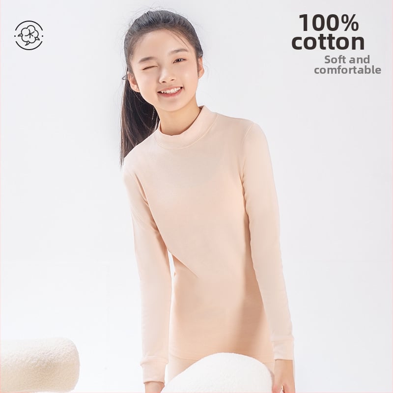 Djevojački dječji termalni komplet (gornji dio i hlače), 100% pamuk, podstava pamuk, prozračno, antibakterijsko, umjerena toplina