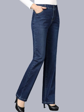 Ženske Mom Jeans, visokim strukom, elastične ravne hlače, opušten kroj, proljeće 2026
