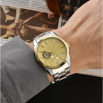 Muški mehanički sat s kaišem od nehrđajućeg čelika, mineralno staklo, prozirni stražnji poklopac, vodootpornost 10 m