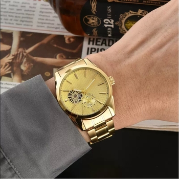 Muški mehanički sat s kaišem od nehrđajućeg čelika, mineralno staklo, prozirni stražnji poklopac, vodootpornost 10 m