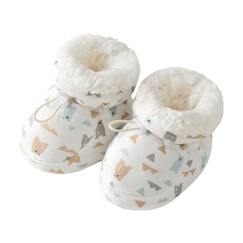 Cipele za učenje hodanja za bebe 1–3 godine, mekani potplat, elastični kaiš, gornji dio od 100% pamuka, karikaturni uzorak, debeli potplat