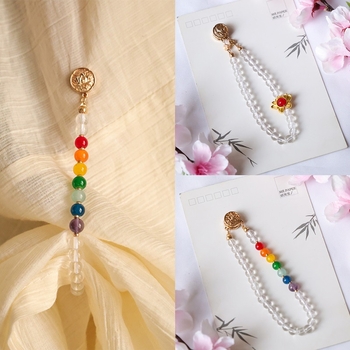 Magnetiskā sprādze Hanfu Liuli ar ametista kristālu, ģeometriska forma, cepts emaljas pārklājums, dabīgs unisex stils