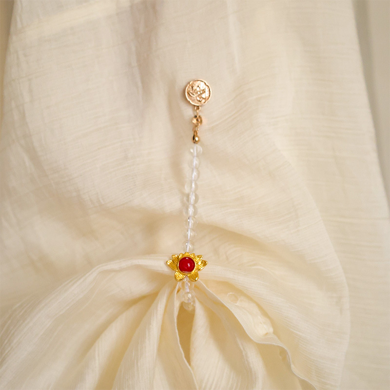 Magnetiskā sprādze Hanfu Liuli ar ametista kristālu, ģeometriska forma, cepts emaljas pārklājums, dabīgs unisex stils