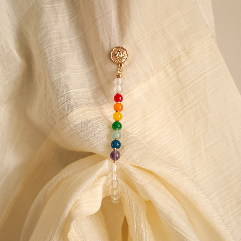 Magnetiskā sprādze Hanfu Liuli ar ametista kristālu, ģeometriska forma, cepts emaljas pārklājums, dabīgs unisex stils