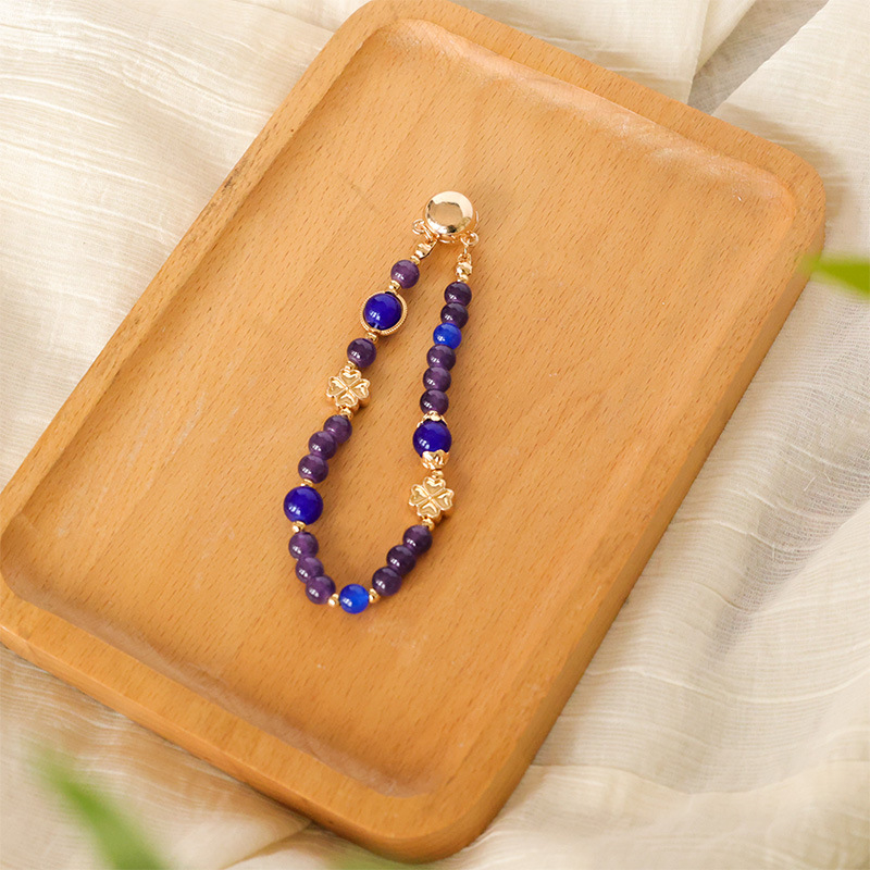 Magnetiskā sprādze Hanfu Liuli ar ametista kristālu, ģeometriska forma, cepts emaljas pārklājums, dabīgs unisex stils