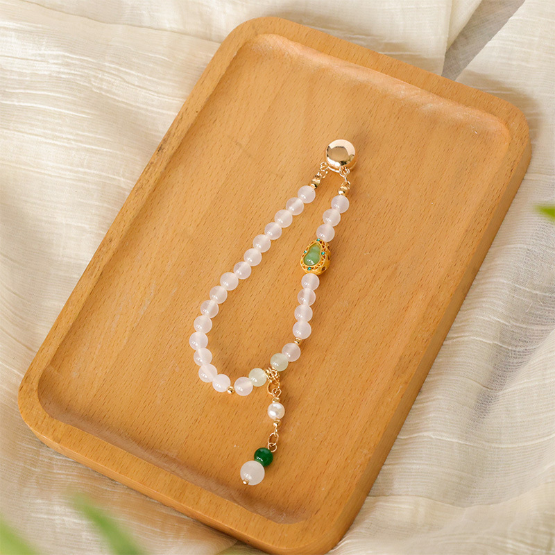 Magnetiskā sprādze Hanfu Liuli ar ametista kristālu, ģeometriska forma, cepts emaljas pārklājums, dabīgs unisex stils