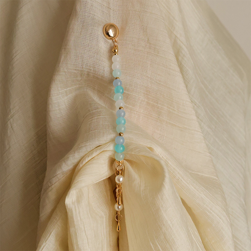 Magnetiskā sprādze Hanfu Liuli ar ametista kristālu, ģeometriska forma, cepts emaljas pārklājums, dabīgs unisex stils