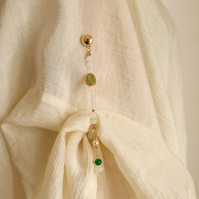 Magnetiskā sprādze Hanfu Liuli ar ametista kristālu, ģeometriska forma, cepts emaljas pārklājums, dabīgs unisex stils