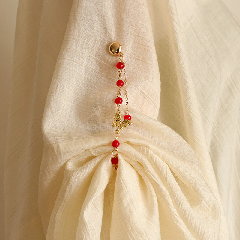 Magnetiskā sprādze Hanfu Liuli ar ametista kristālu, ģeometriska forma, cepts emaljas pārklājums, dabīgs unisex stils