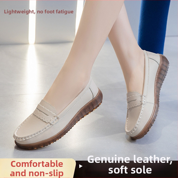 Ženske mokasine, casual stil, koža, okrugli vrh, slip-on