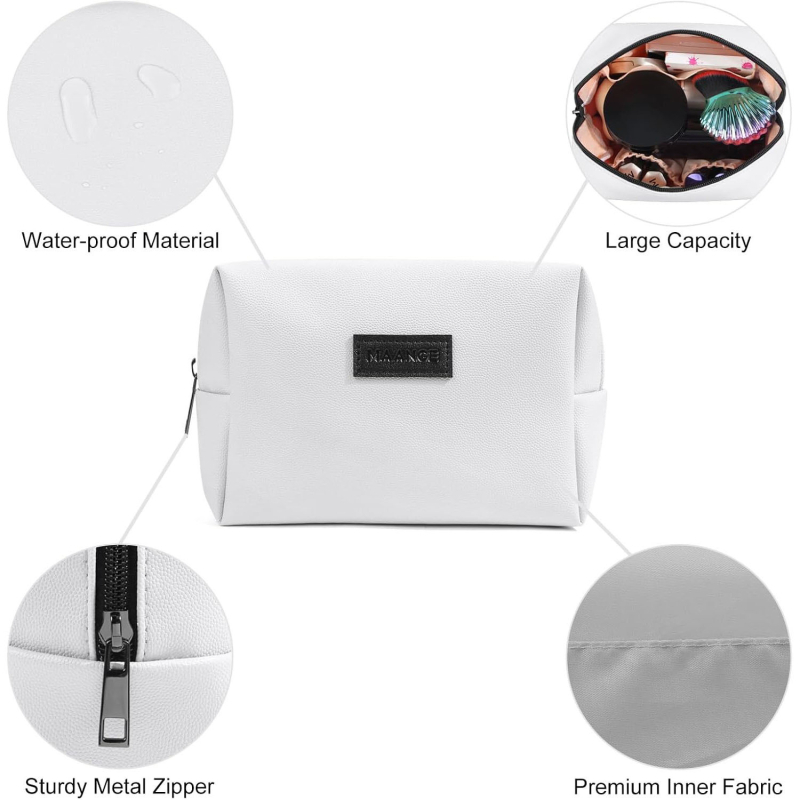 Yibao PU Δερμάτινη Καλλυντική Τσάντα Μεγάλης Χωρητικότητας – Φορητός Ταξιδιωτικός Οργανωτής, Αδιάβροχο Με Φερμουάρ