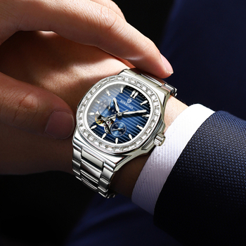 Muški sat s šupljim mehanizmom, vodootporan do 50 m, okrugli cifernik, analogni prikaz, nehrđajući čelični kaiš