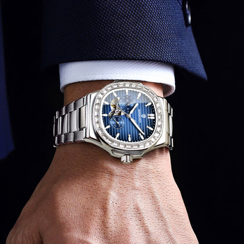 Muški sat s šupljim mehanizmom, vodootporan do 50 m, okrugli cifernik, analogni prikaz, nehrđajući čelični kaiš