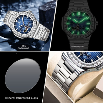 Muški sat s šupljim mehanizmom, vodootporan do 50 m, okrugli cifernik, analogni prikaz, nehrđajući čelični kaiš