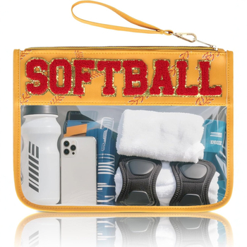 Τσαντάκι μακιγιάζ με κεντητό μοτίβο γράμματος, διαφανές PVC, πολυεστερική επένδυση, αδιάβροχο, ελαφρύ, με φερμουάρ