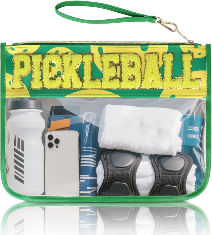 Τσαντάκι μακιγιάζ με κεντητό μοτίβο γράμματος, διαφανές PVC, πολυεστερική επένδυση, αδιάβροχο, ελαφρύ, με φερμουάρ