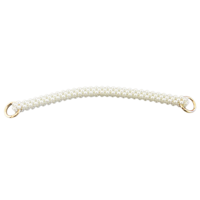 Remen za torbu — pleteni lanac s perlama, ABS imitacije perli; model: kvadratni stupper perlni držač; kategorija: remen/rameni remen; proljeće 2024