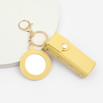 Lūpų dažų dėžutė su mažuoju veidrodėliu ir raktų pakabuku, PU oda, modernus minimalistinis stilius