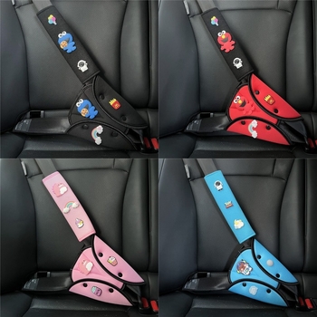 Laste auto turvavöö õla padja – reguleeritav kinnitus, vöö laiendus ja kaitseplaat, materjal jääsatiin