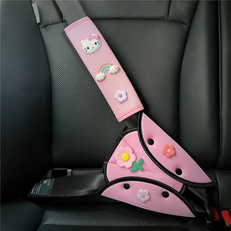 Laste auto turvavöö õla padja – reguleeritav kinnitus, vöö laiendus ja kaitseplaat, materjal jääsatiin