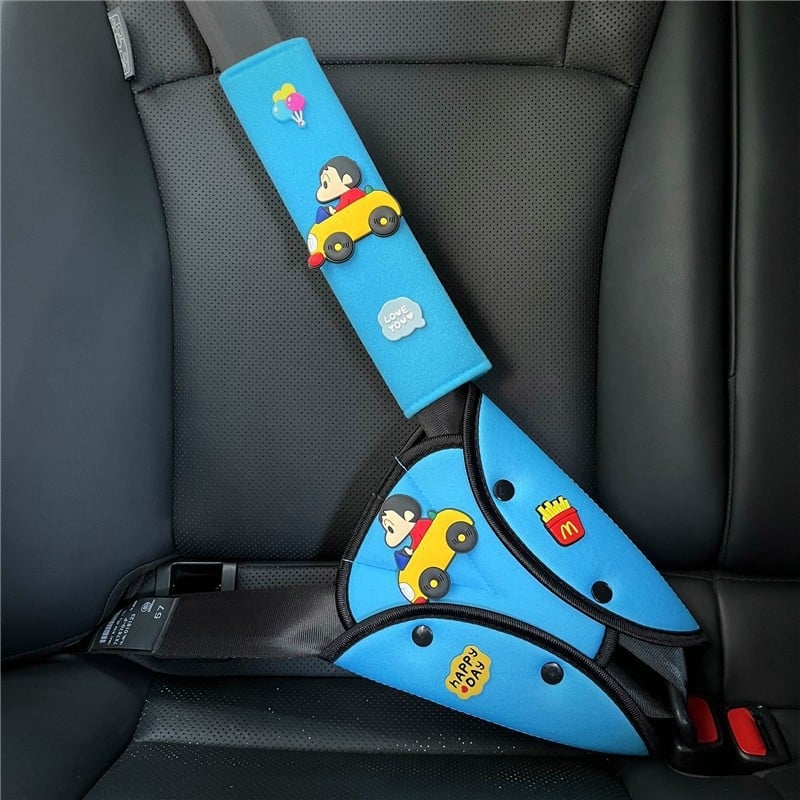 Laste auto turvavöö õla padja – reguleeritav kinnitus, vöö laiendus ja kaitseplaat, materjal jääsatiin