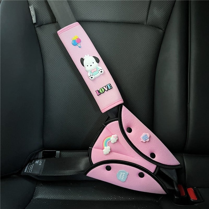 Laste auto turvavöö õla padja – reguleeritav kinnitus, vöö laiendus ja kaitseplaat, materjal jääsatiin