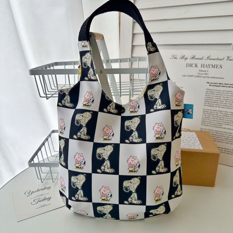 Rokassoma no Oxford auduma, apaļas formas, pilsētas stils, kokvilnas oderējums, sprādze ar četrām pogām