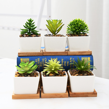 Keramička saksija za cvijeće s plavim i bijelim japanskim stilom, bijelom porcelanskom bazom i pladnjem, kombinirani set za stolno ili podno korištenje