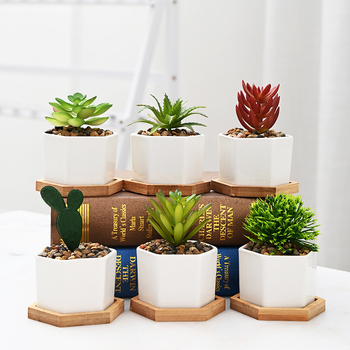 Keramička saksija za cvijeće s plavim i bijelim japanskim stilom, bijelom porcelanskom bazom i pladnjem, kombinirani set za stolno ili podno korištenje