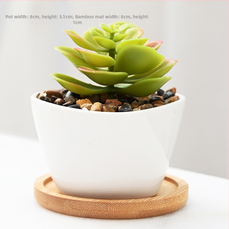 Keramička saksija za cvijeće s plavim i bijelim japanskim stilom, bijelom porcelanskom bazom i pladnjem, kombinirani set za stolno ili podno korištenje