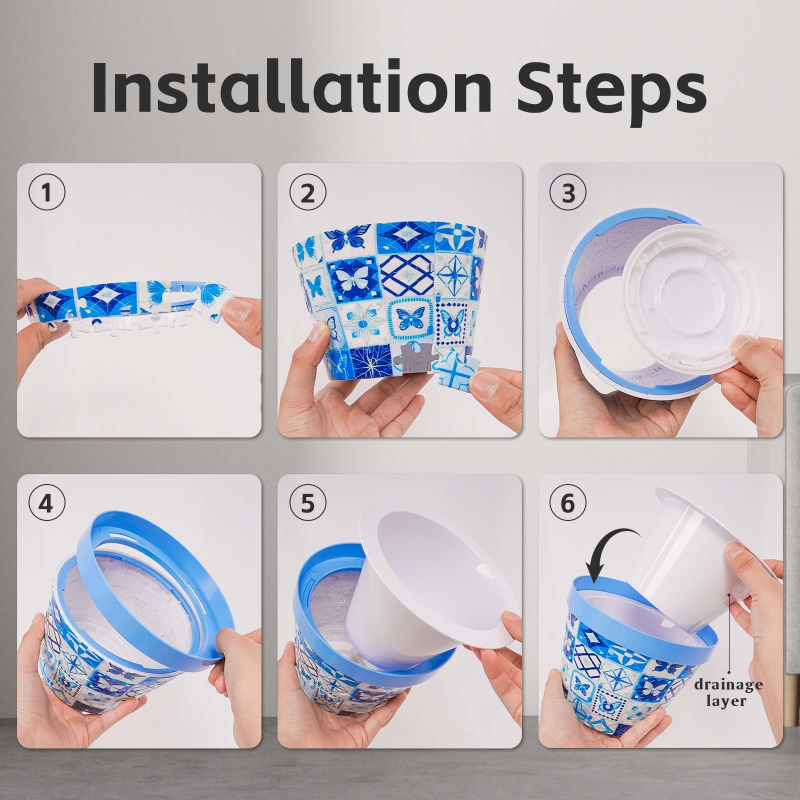 DIY 3D puzzle posuda za cvijeće, ABS materijal, injekcijsko prešanje, za stol ili podnu upotrebu