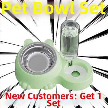Διπλά μπολ από ανοξείδωτο χάλυβα για γάτες, φαγητό και νερό