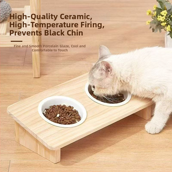 Ξύλινο μπολ για γάτες, χειροκίνητη σίτιση, σετ 1 τεμάχιο