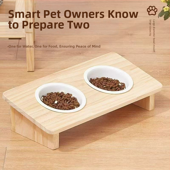 Ξύλινο μπολ για γάτες, χειροκίνητη σίτιση, σετ 1 τεμάχιο