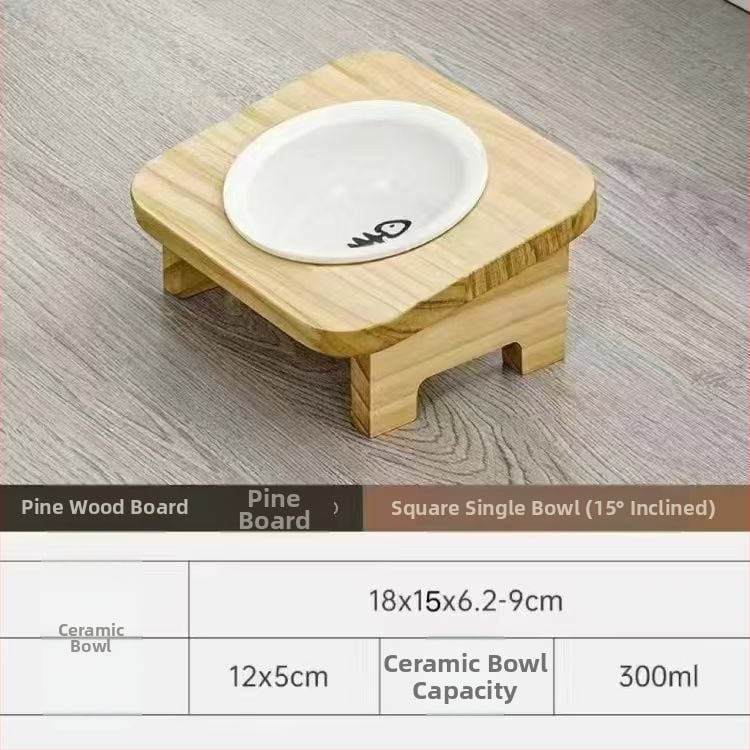 Ξύλινο μπολ για γάτες, χειροκίνητη σίτιση, σετ 1 τεμάχιο