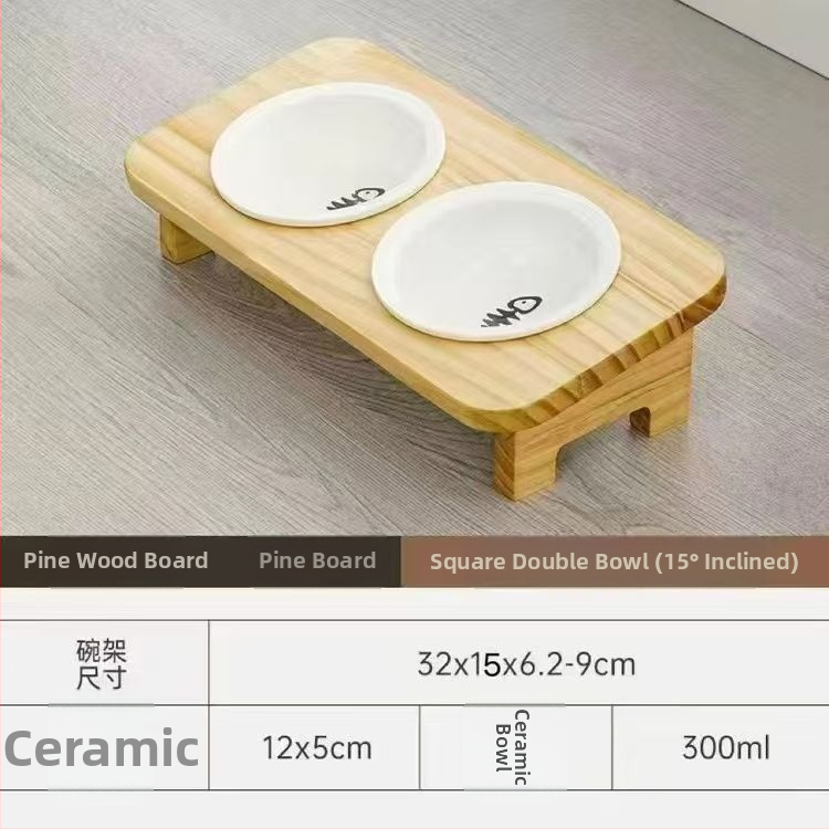 Ξύλινο μπολ για γάτες, χειροκίνητη σίτιση, σετ 1 τεμάχιο