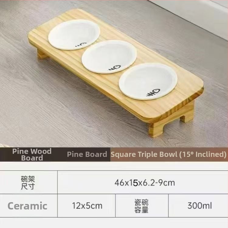 Ξύλινο μπολ για γάτες, χειροκίνητη σίτιση, σετ 1 τεμάχιο