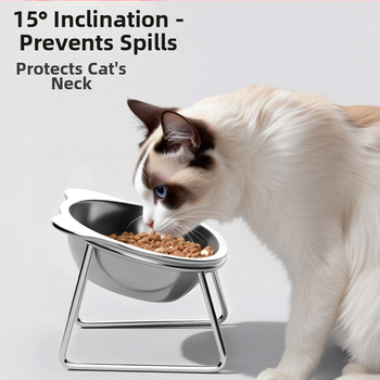 Ανοξείδωτο μπολ για γάτες και σκύλους με σχεδίαση κατά της ανατροπής και προστασία του λαιμού, μπολ για νερό και τροφή