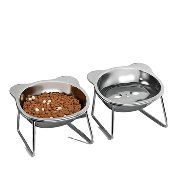 Ανοξείδωτο μπολ για γάτες και σκύλους με σχεδίαση κατά της ανατροπής και προστασία του λαιμού, μπολ για νερό και τροφή