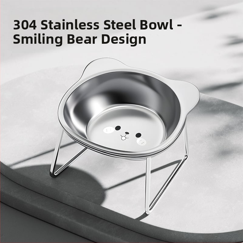 Ανοξείδωτο μπολ για γάτες και σκύλους με σχεδίαση κατά της ανατροπής και προστασία του λαιμού, μπολ για νερό και τροφή