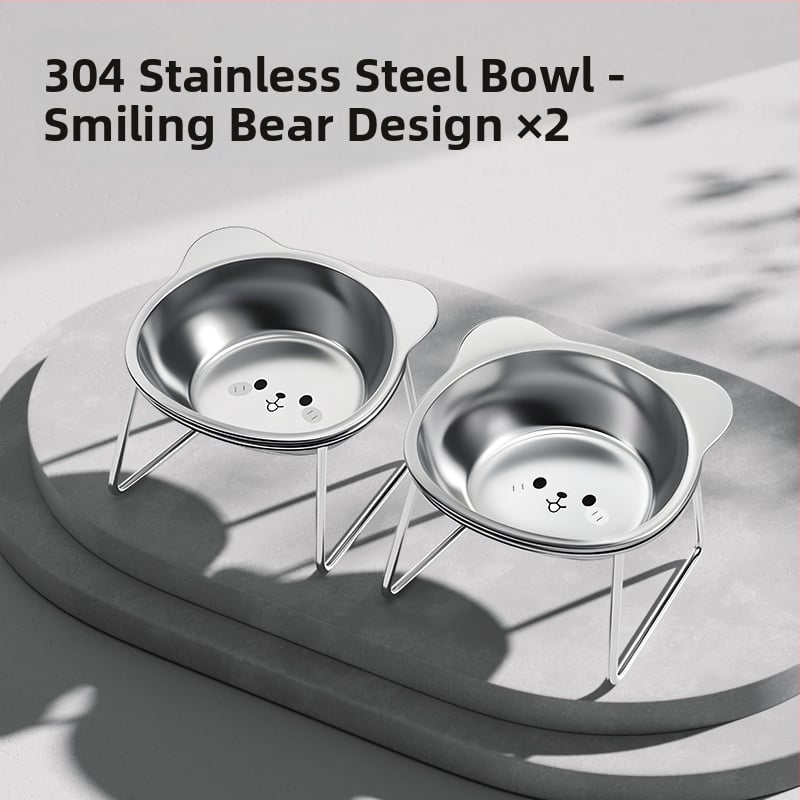 Ανοξείδωτο μπολ για γάτες και σκύλους με σχεδίαση κατά της ανατροπής και προστασία του λαιμού, μπολ για νερό και τροφή