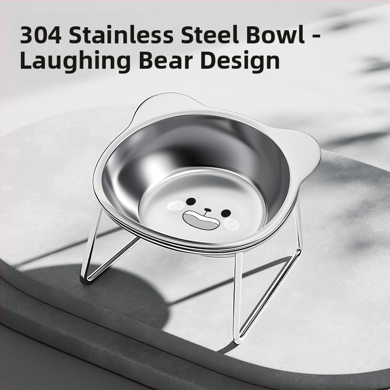 Ανοξείδωτο μπολ για γάτες και σκύλους με σχεδίαση κατά της ανατροπής και προστασία του λαιμού, μπολ για νερό και τροφή