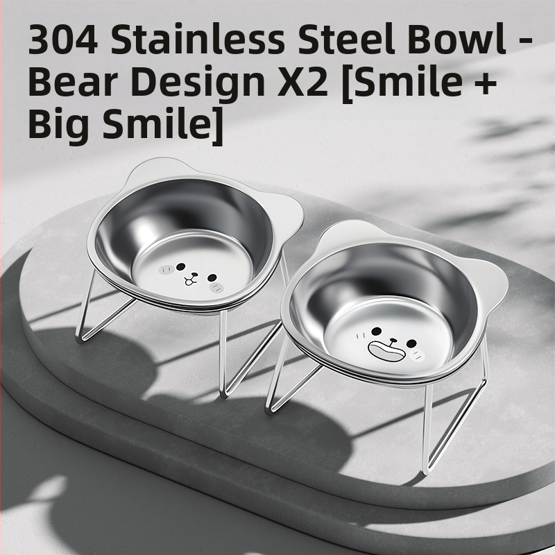 Ανοξείδωτο μπολ για γάτες και σκύλους με σχεδίαση κατά της ανατροπής και προστασία του λαιμού, μπολ για νερό και τροφή